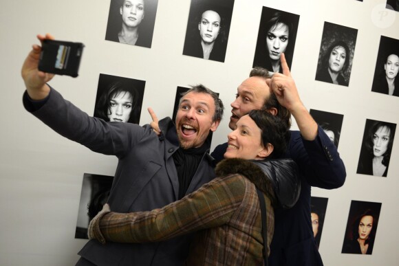 Exclusif - Nicolas Le Riche, Vincent Perez, Clairemarie Osta - Vernissage de l'exposition photo de Vincent Perez à Paris à la Galerie Cinéma rue Saint-Claude à Paris, le 8 janvier 2015.