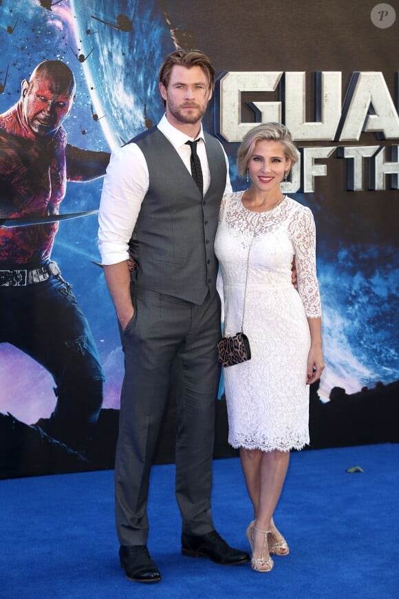 Chris Hemsworth et Elsa Pataky à la Première de « Guardians of the Galaxy » à Londres, le 24 juillet 2014 
