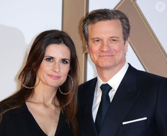 Livia Giuggioli et Colin Firth lors de la première de Kingsman: The Secret Service à l'Odeon Leicester Square, Londres, le 14 janvier 2015.