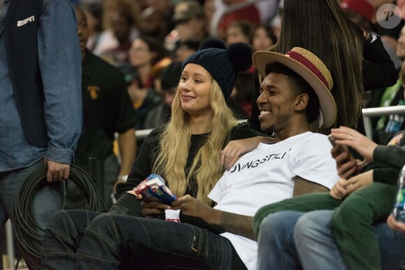 Iggy Azalea et Nick Young assistent à la rencontre de basket USC - UCLA au Galen Center. Los Angeles, le 14 janvier 2015.