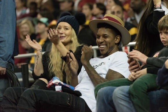 Iggy Azalea et Nick Young assistent à la rencontre de basket USC - UCLA au Galen Center. Los Angeles, le 14 janvier 2015.