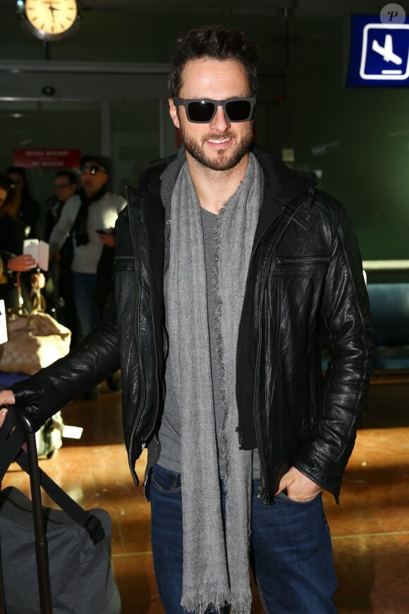 Christian Millette arrive à l'aéroport de Nice avant une représentation dans le cadre de la tournée Danse avec les stars, le 6 janvier 2015.