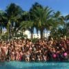 Toutes les prétendantes à l'élection Miss Univers, toutes en maillot de bain Yamamay pendant le défilé en bikini, pour l'élection Miss Univers, à piscine du Trump National, à Miami, le 14 janvier 2015 
