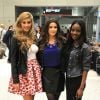 Miss France 2015 Camille Cerf arrive à Miami pour l'élection Miss Univers, le 6 janvier 2015. Ici, avec les Miss Liban et Miss Gabon