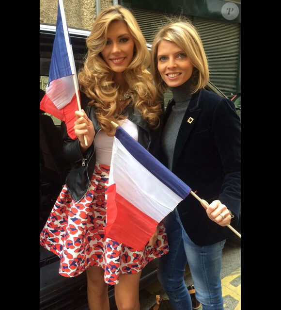 Camille Cerf et Sylvie Terrier avant le départ de la Miss pour l'élection de Miss Univers. Janvier 2015.