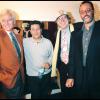 Jean-Loup Dabadie, Christian Clavier, Jean-Marie Poiré et Jean Reno lors de la générale de la pièce Panique au Plaza le 3 octobre 1995