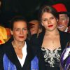 La princesse Stéphanie de Monaco et sa fille Camille Gottlieb ont assisté à la 2e soirée du 39e Festival International du Cirque de Monte-Carlo au Chapiteau de Fontvieille à Monaco, le 16 janvier 2015.
