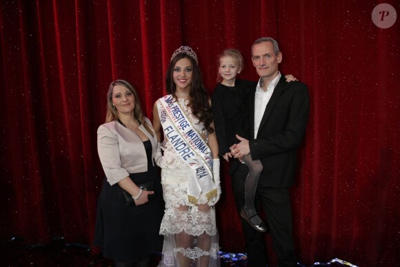 Margaux Deroy, Miss Prestige national 2015 (Miss Prestige Flandre 2014) avec ses parents - Election Miss Prestige national 2015 au "Royal Palace" à Kirrwiller, le 18 janvier 2015.