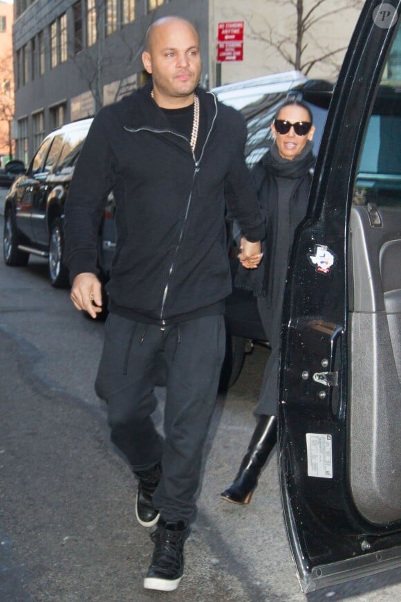 Melanie Brown et Stephen Belafonte quittent leur hotel à Soho, le 15 janvier 2015 