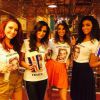 Delphine Wespiser, Malika Ménard, Laury Thilleman et Flora Coquerel réunies pour soutenir Camille Cerf au concours Miss Univers, le 26 janvier 2015.