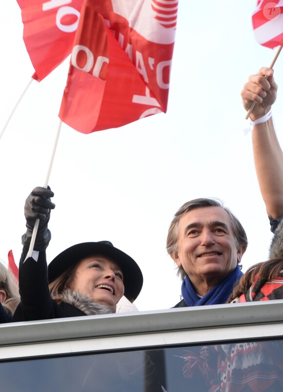 Exclusif - Philippe Douste-Blazy et Marie-Laure Bec - Le 94e Prix d'Amérique Opodo à l'Hippodrome de Paris-Vincennes, le 25 janvier 2015.