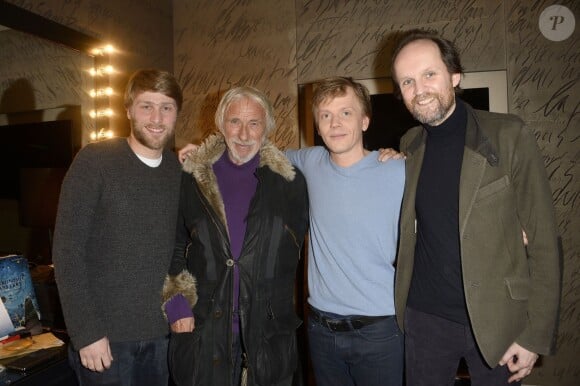 Tom Dingler, Pierre Richard, Alex Lutz et Jean-Marc Dumontet en backstage du spectacle d'Alex Lutz à l'Olympia de Paris le 25 janvier 2014.