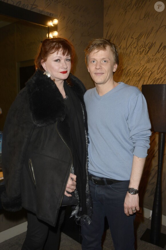 Catherine Jacob et Alex Lutz en backstage du spectacle d'Alex Lutz à l'Olympia de Paris le 25 janvier 2014.