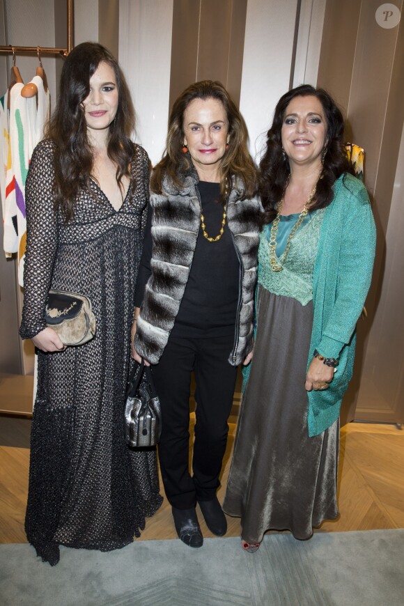 Teresa Missoni, Georgina Brandolini D'Adda et Angela Missoni lors de l'inauguration de la nouvelle boutique Missoni, au 219 rue Saint-Honoré à Paris, le 27 janvier 2015. 