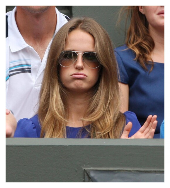 Kim Sears lors du tournoi de Wimbledon le 28 juin 2012 durant le match de son homme Andy Murray