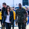 Kim Kardashian et Kanye West lors de leur arrivée au Phoenix Stadium de Glendale le 1er février 2015 à l'occasion du Super Bowl entre les Seahawks de Seattle et les Patriots de New England