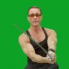 Le comédien Jean-Claude Van Damme exécute ses gimmicks les plus célèbres sur fond vert - janvier 2015