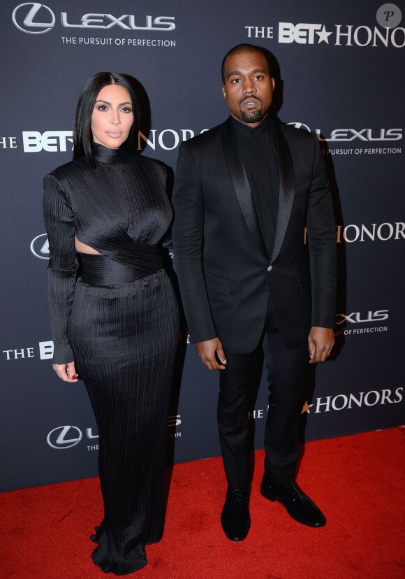 Kim Kardashian et Kanye West lors des BET Honors au Warner Theatre de Washington, le 24 janvier 2015