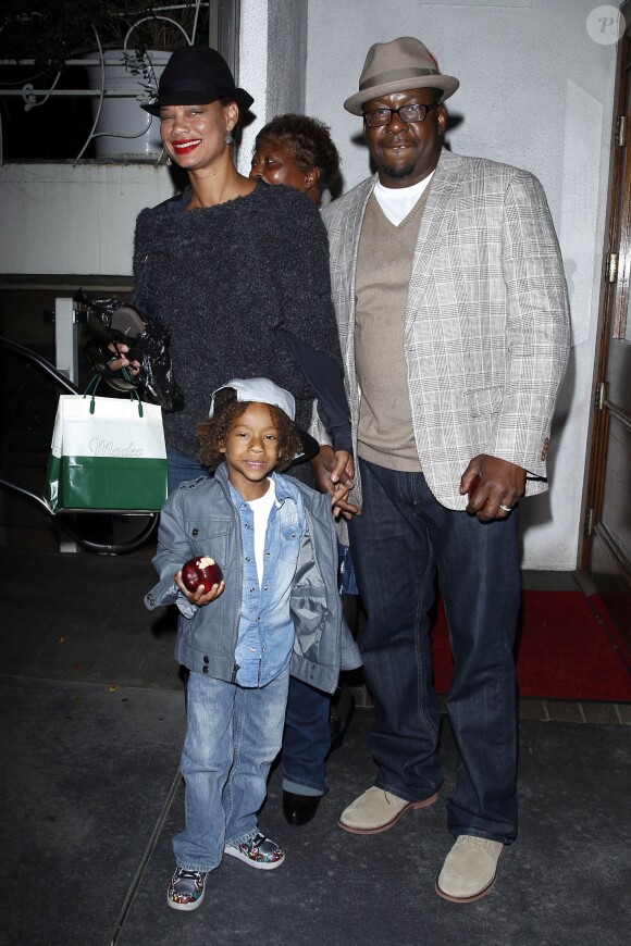 Bobby Brown, sa fille Alicia Etheredge et leur fils Cassius à West Hollywood, le 6 mai 2014