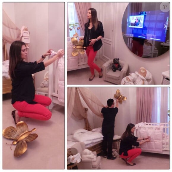 Claudia Galanti en train de préparer la chambre de sa petite Indila... Claudia Galanti et son ex-compagnon Arnaud Mimran ont été confrontés à la mort de leur fille Indila, leur troisième enfant, dans la nuit du 2 au 3 décembre 2014... Photo Instagram.