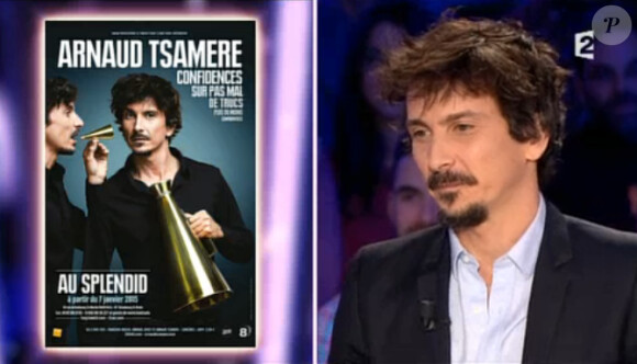Arnaud Tsamere présente le spectacle Confidences sur pas mal de trucs plus ou moins confidentiels dans On n'est pas couché, le samedi 7 février 2015 sur France 2.