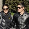 Le joueur de foot James Rodriguez est allé voir sa femme Daniela Ospina à son match de volley, en compagnie de leur fille Salomé à Madrid, le 25 janvier 2015