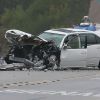 Photo de l'accident de voiture dans lequel était impliqué Bruce Jenner à Malibu le 7 février 2015. L'accident implique quatre voitures et a fait un mort et plusieurs blessés.