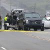 Photo de l'accident de voiture dans lequel était impliqué Bruce Jenner à Malibu, en Californie, le 7 février 2015. L'accident implique quatre voitures et a fait un mort et plusieurs blessés.