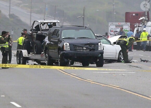 Photo de l'accident de voiture dans lequel était impliqué Bruce Jenner à Malibu, en Californie, le 7 février 2015. L'accident implique quatre voitures et a fait un mort et plusieurs blessés.