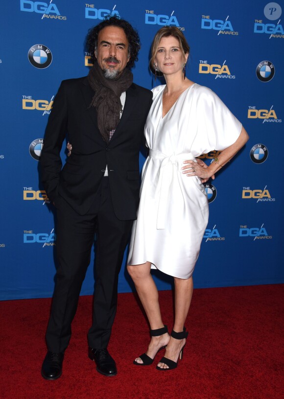 Alejandro Gonzalez Inarritu et Maria Hagerman - Photocall du Directors Guild of America (DGA) Awards à Los Angeles le 7 février 2015