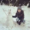 Oscar, le fils de Sandrine Corman, en vacances le 8 février 2015 dans la région des Fagnes (Belgique).