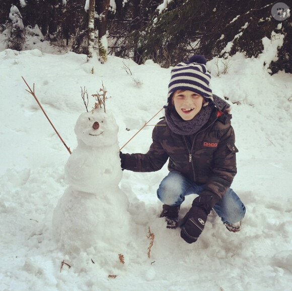 Oscar, le fils de Sandrine Corman, en vacances le 8 février 2015 dans la région des Fagnes (Belgique).