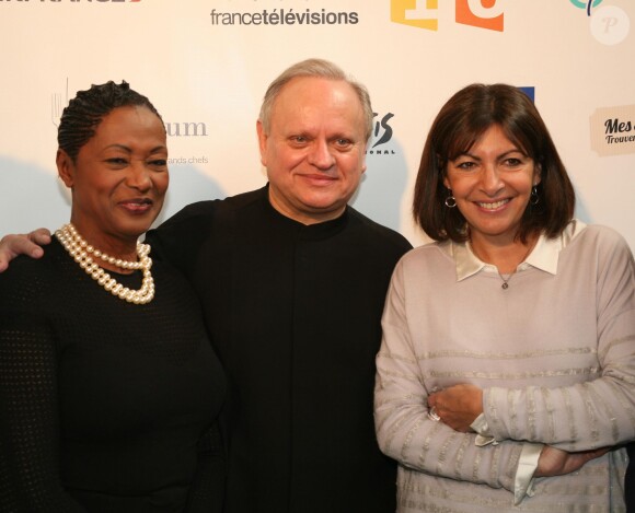Babette de Rozières, Anne Hidalgo, Joël Robuchon au 1er salon de la gastronomie des Outre-Mer à paris le 7 février 2015 