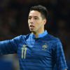 Samir Nasri portant le maillot de l'équipe de France en octobre 2013. Le 9 août 2014, il annonce la fin de sa carrière internationale.