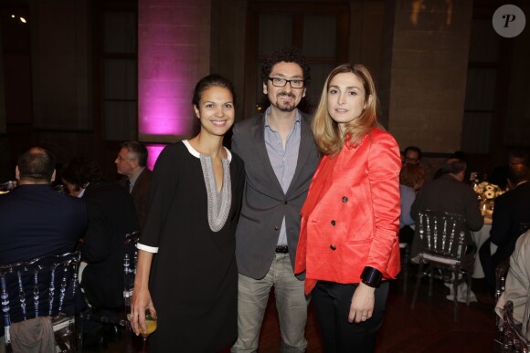 Isabelle Giordano, David Foenkinos et Julie Gayet pendant la soirée des Trophées du Film Francais au Palais Brongniart, Paris, le 12 février 2015.