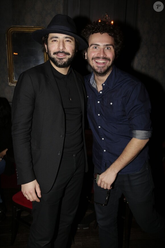 Redouanne Harjane et Maxime Musqua à la soirée "Loft By" au Comedy Club à Paris le 6 février 2015.