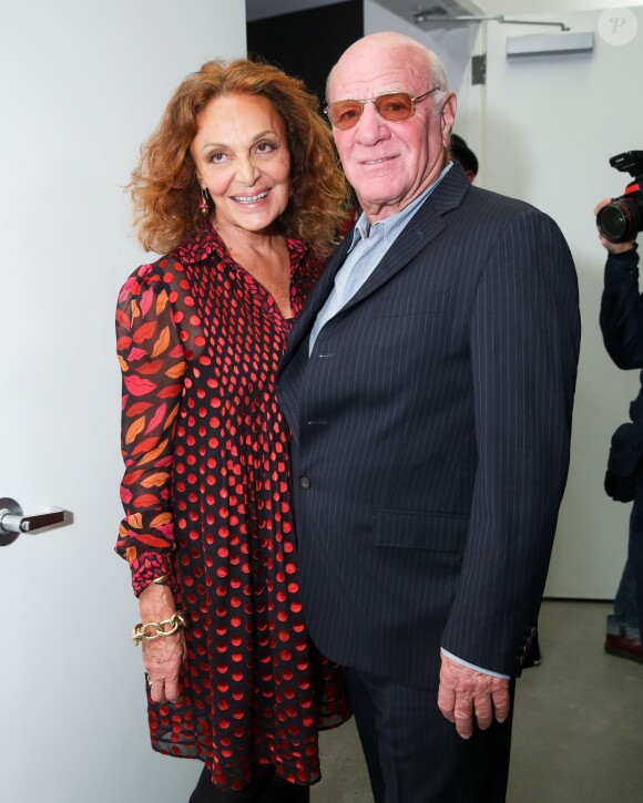 Diane Von Furstenberg et son mari Barry Diller lors du défilé Diane von Furstenberg automne-hiver 2015 aux Spring Studios. New York,l e 15 février 2015.