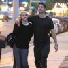 Exclusif - Prix Spécial - Miley Cyrus et son petit-ami Patrick Schwarzenegger se promènent avec un ami à Malibu, le 30 novembre 2014. Le couple est allé dîner au restaurant "Nobu", puis sont repartis collés-serrés! 