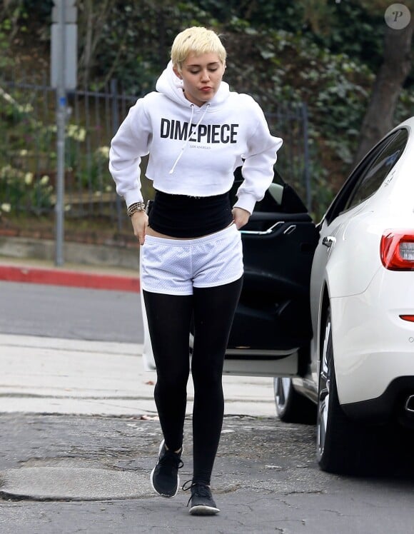 Exclusif - La chanteuse Miley Cyrus raccompagne son petit ami Patrick Schwarzenegger chez lui à Los Angeles, le 20 janvier 2015 