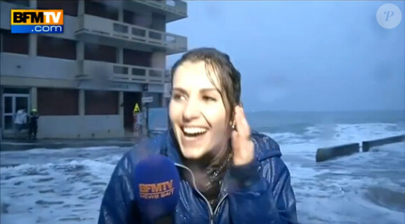 La journaliste Fanny Agostini le 20 février 2015 à Saint-Malo, sur BFMTV.