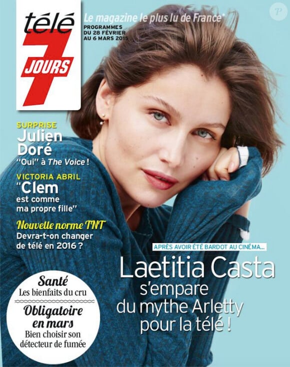 Laetitia Casta en couverture du magazine Télé 7 jours du 28 février