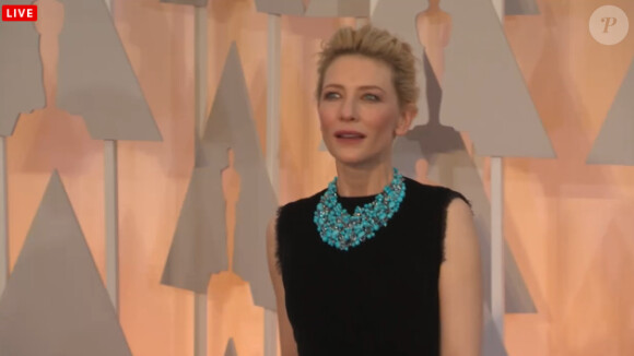 Cate Blanchett en Galliano (collier Tiffany & Co) aux Oscars 2015.