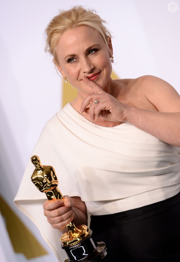 Patricia Arquette en press room lors des 87e Oscars, le 22 février 2015.