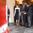 Le roi Felipe VI et la reine Letizia d'Espagne inauguraient la 34e édition du Salon international d'art conptemporain de Madrid, ARCOmadrid, le 26 février 2015.
