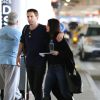 Courteney Cox et Johnny McDaid ainsi que Coco sont photographiés à LAX l'aéroport de Los Angeles le 25 février 2015