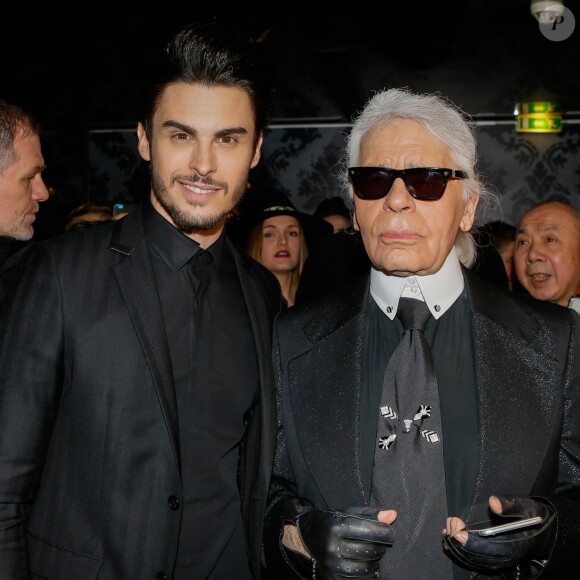 Baptiste Giabiconi et Karl Lagerfeld - Soirée "Giabiconistyle.com opening" au Vip Room à Paris le 28 février 2015