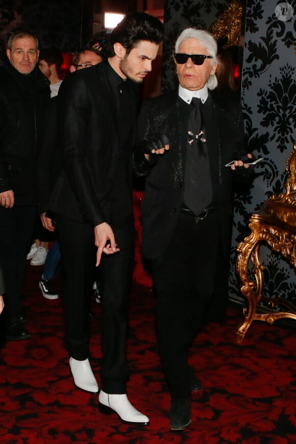 Baptiste Giabiconi et Karl Lagerfeld - Soirée "Giabiconistyle.com opening" au Vip Room à Paris le 28 février 2015