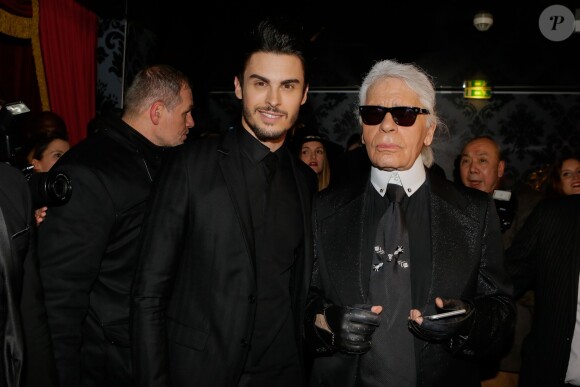 Baptiste Giabiconi et Karl Lagerfeld - Soirée "Giabiconistyle.com opening" au Vip Room à Paris le 28 février 2015