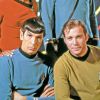 Nichelle Nichols, DeForest Kelley, Leonard Nimoy et William Shatner il y a 45 ans dans Star Trek.