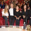 Nicole Croisille, Elisa Huster, Michel Drucker, Toscane Huster, Cristiana Reali et Francis Huster - Enregistrement de l' émission "Vivement Dimanche" à Paris le 24 septembre 2014.